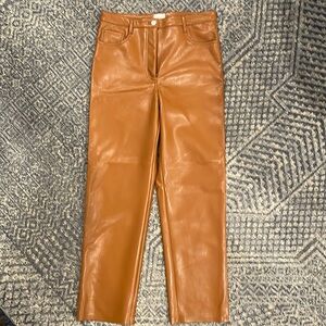 Wilfred x Aritzia Women size 10 Brown Soft Vegan Leather High Waisted Pants